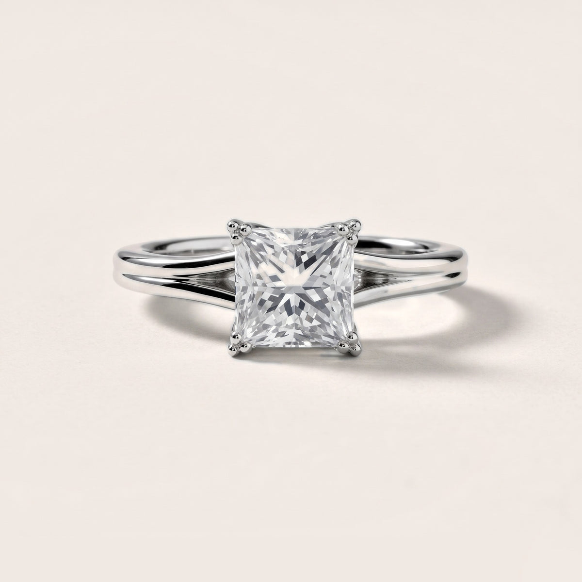 Neve Solitaire Split Shank Princess Diamond Engagement Ring in Silver - front.jpg
