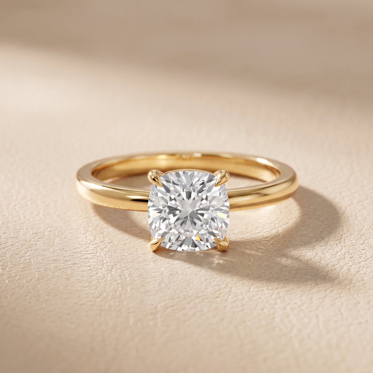 Lyla Petite Solitaire Cushion Diamond Engagement Ring in Yellow Gold - front.jpg