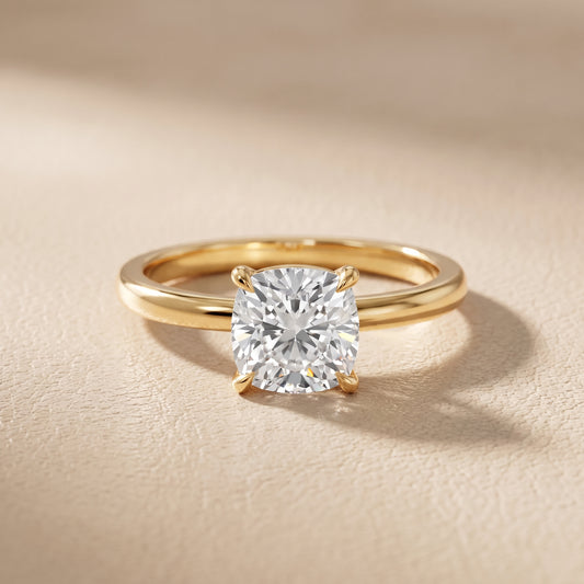 Lyla Petite Solitaire Cushion Diamond Engagement Ring in Yellow Gold - front.jpg
