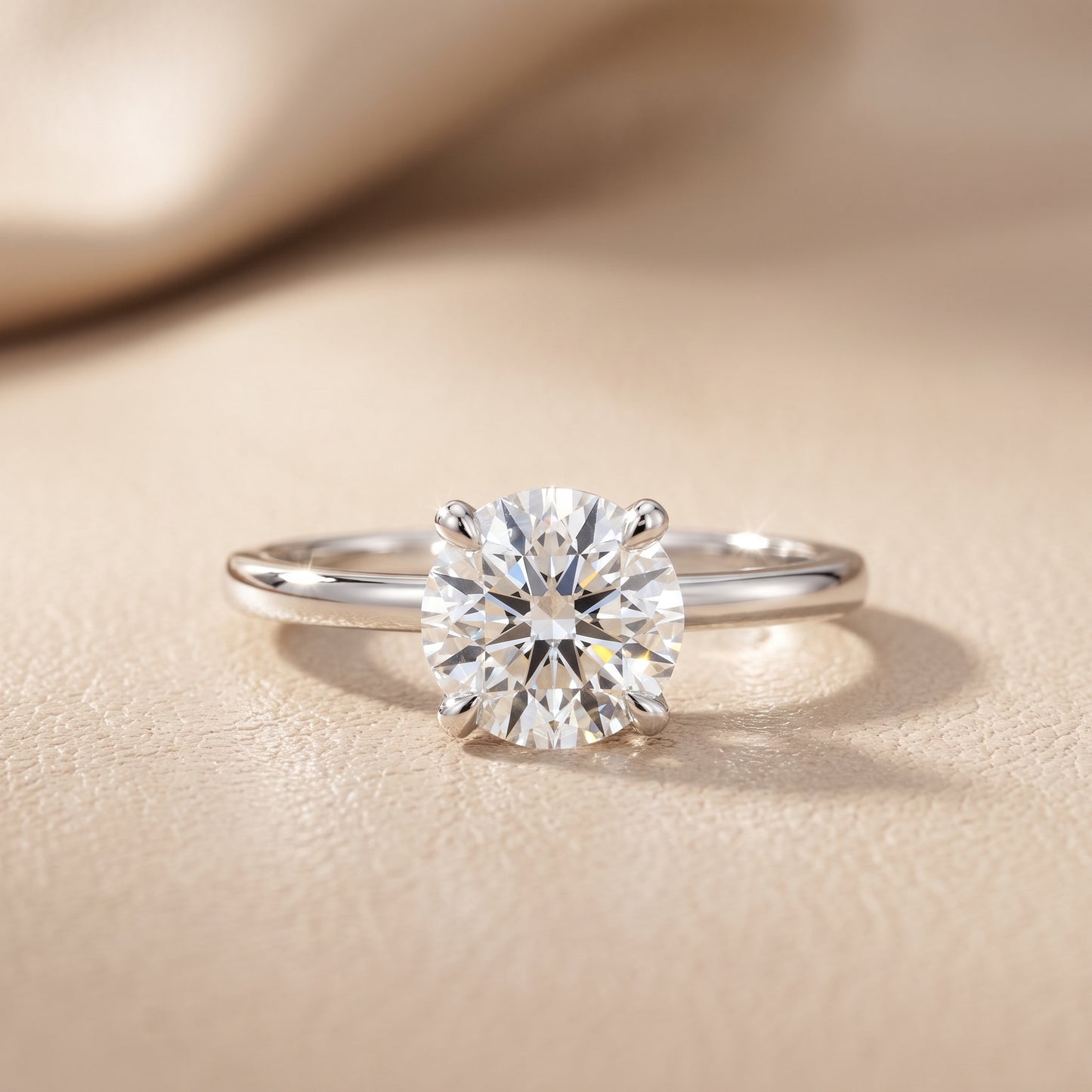 Nella Petite Solitaire Round Diamond Engagement Ring in Platinum - front.jpg