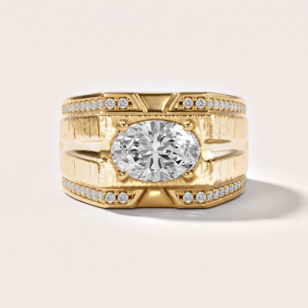 Lodi Wide Band Pavé Oval Diamond Engagement Ring in Yellow Gold - front.jpg