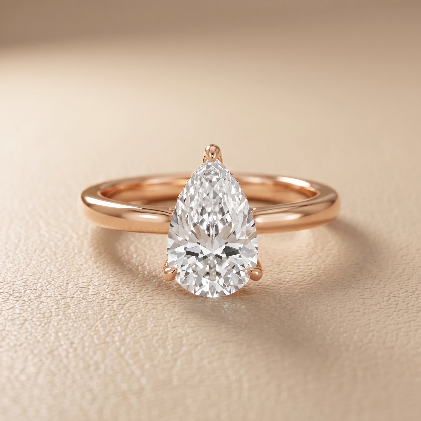 Mena Hidden Halo Pear Diamond Engagement Ring in Rose Gold - front.jpg