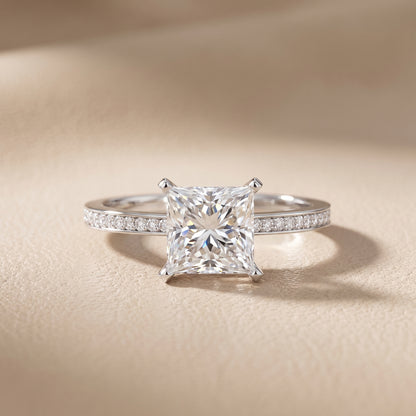 Naia Hidden Halo Princess Diamond Ring in Silver - front.jpg
