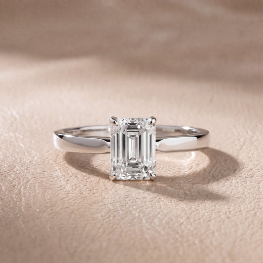 Isabella Bloom Solitaire Emerald Diamond Engagement Ring in White Gold - front.jpg