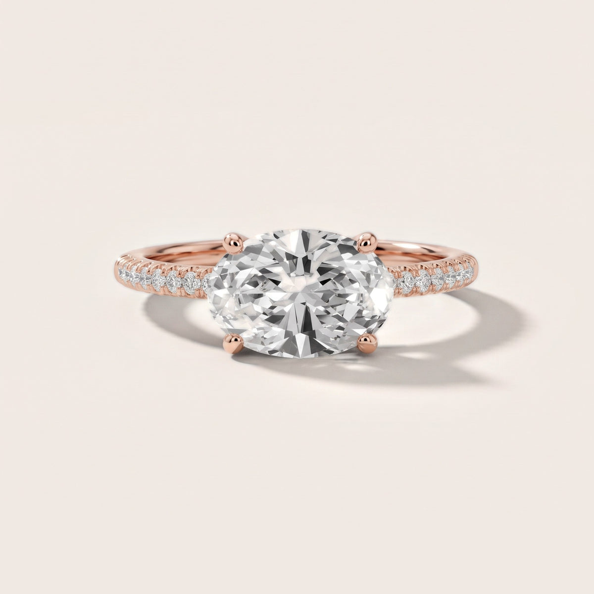 Sandy East-West Pavé Oval Diamond Engagement Ring in Rose Gold - front.jpg