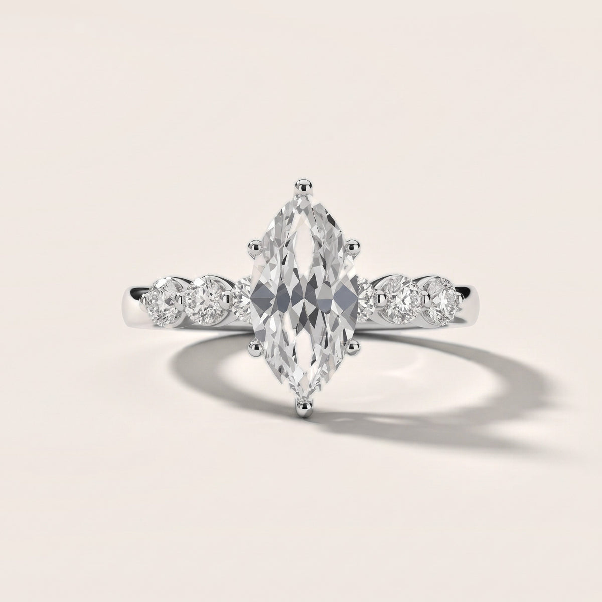 Vienna Floating Five-Stone Marquise Diamond Engagement Ring in Silver - front.jpg
