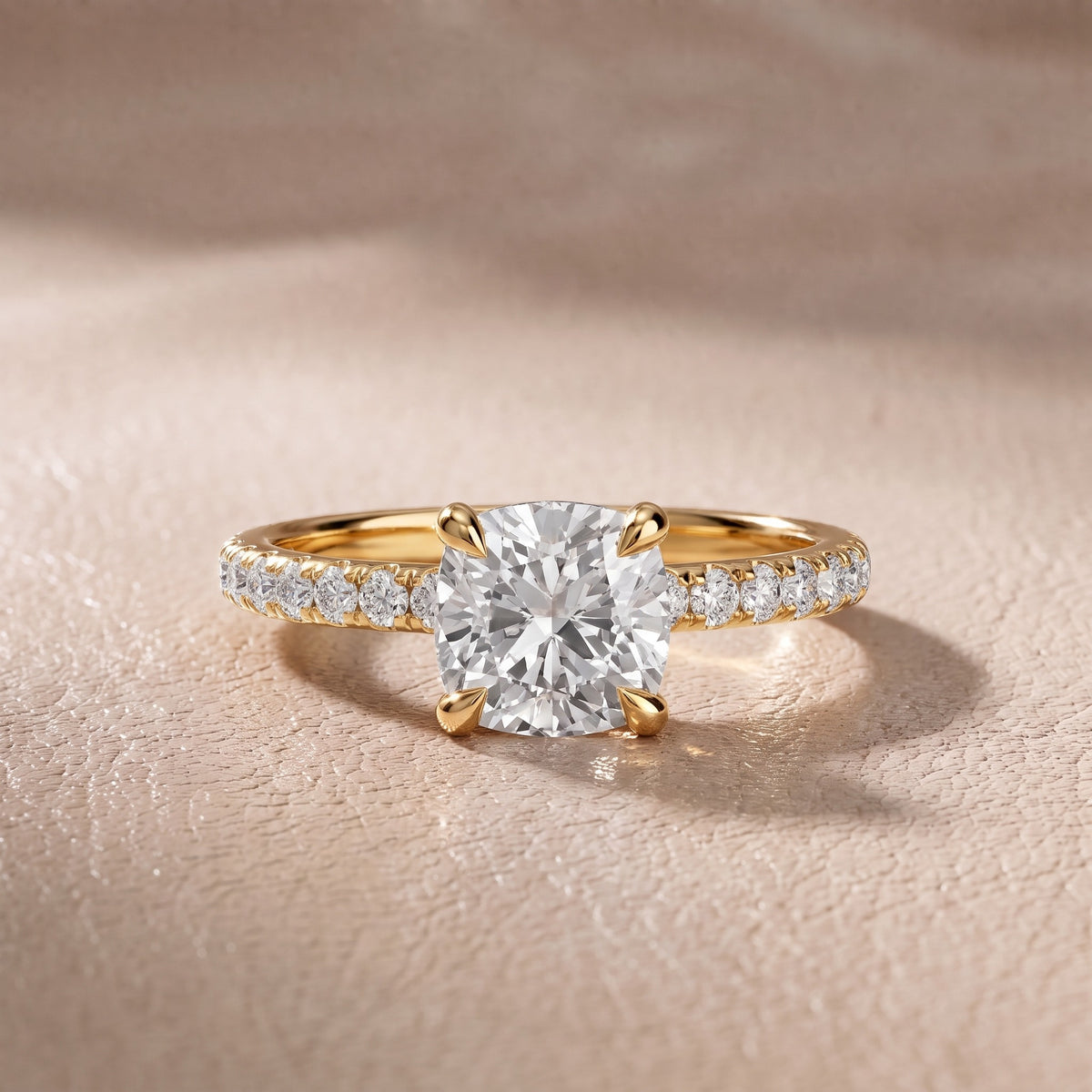 Maya Hidden Halo Pavé Cushion Diamond Engagement Ring in Yellow Gold - front.jpg