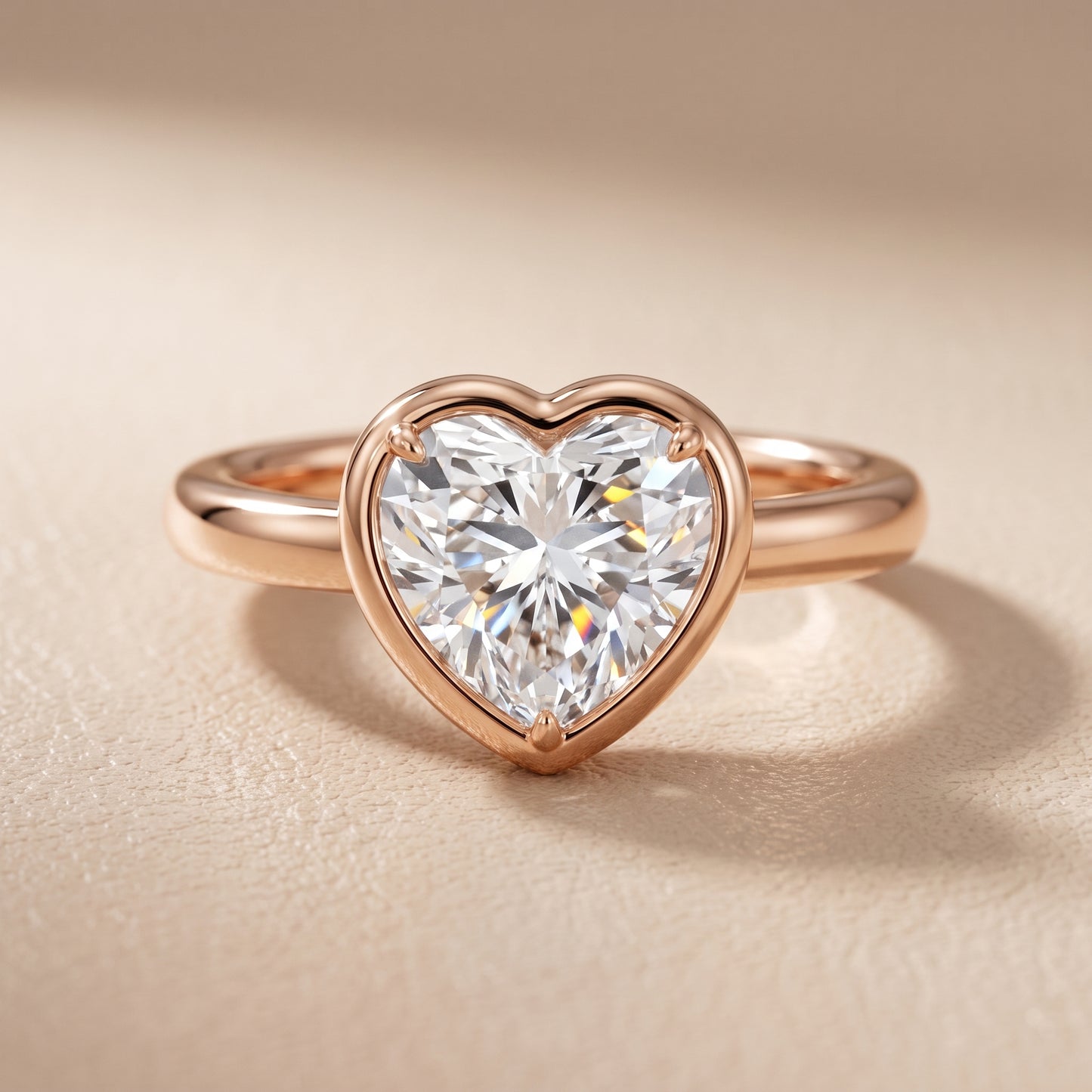 Alina Bezel Solitaire Heart Diamond Ring in Rose Gold - front.jpg