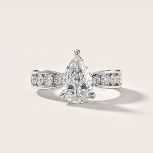 Rosalie Channel Set Sidestone Pear Diamond Engagement Ring in Platinum [studio-20261024]
