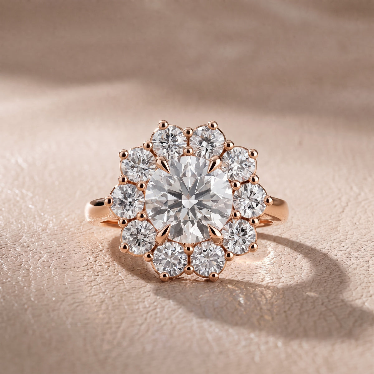 Halo Glow Round Diamond Engagement Ring in Rose Gold - front.jpg