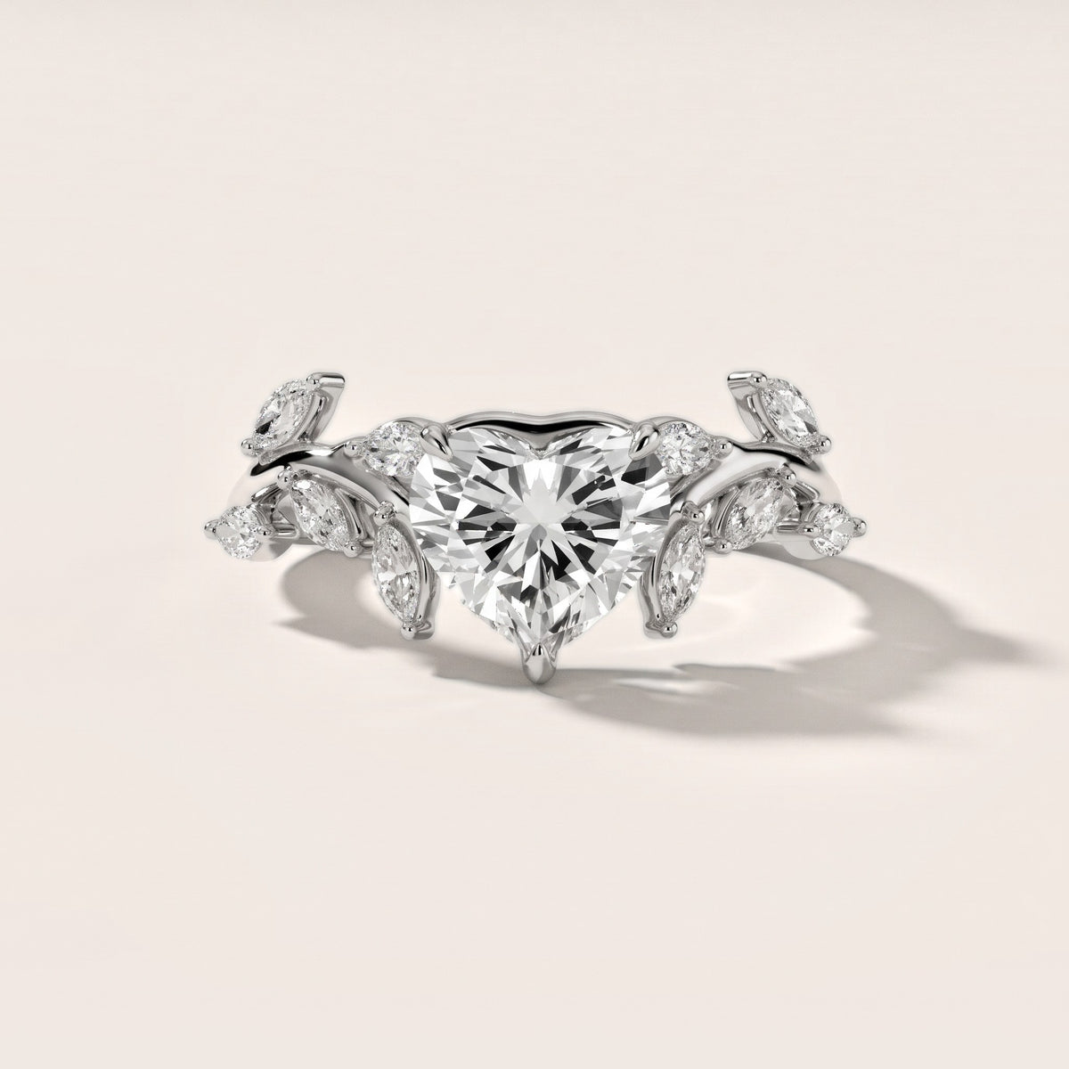 Andrea Vine Heart Diamond Engagement Ring in Platinum - front.jpg