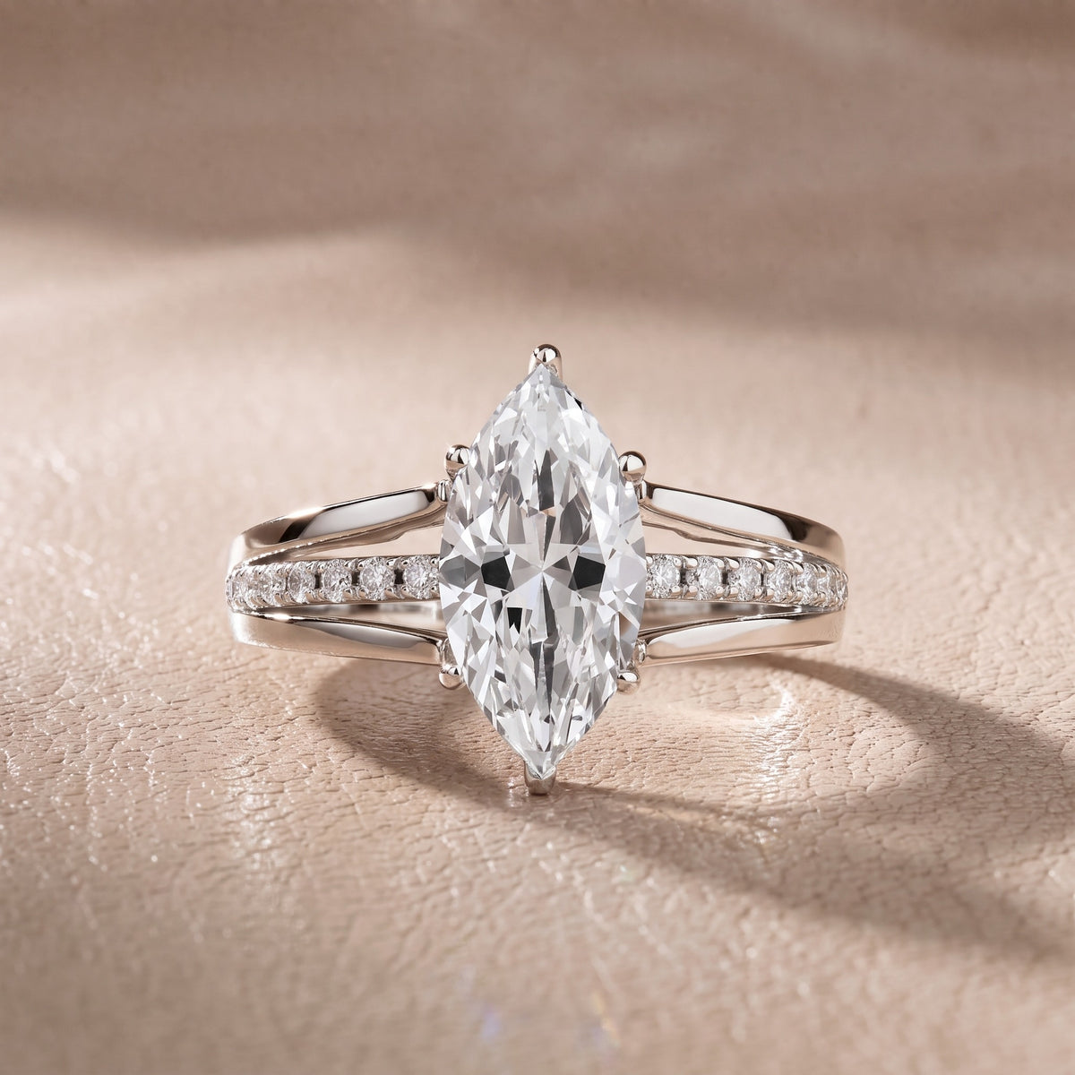 Serena Split Shank Pavé Marquise Diamond Engagement Ring in Platinum - front.jpg