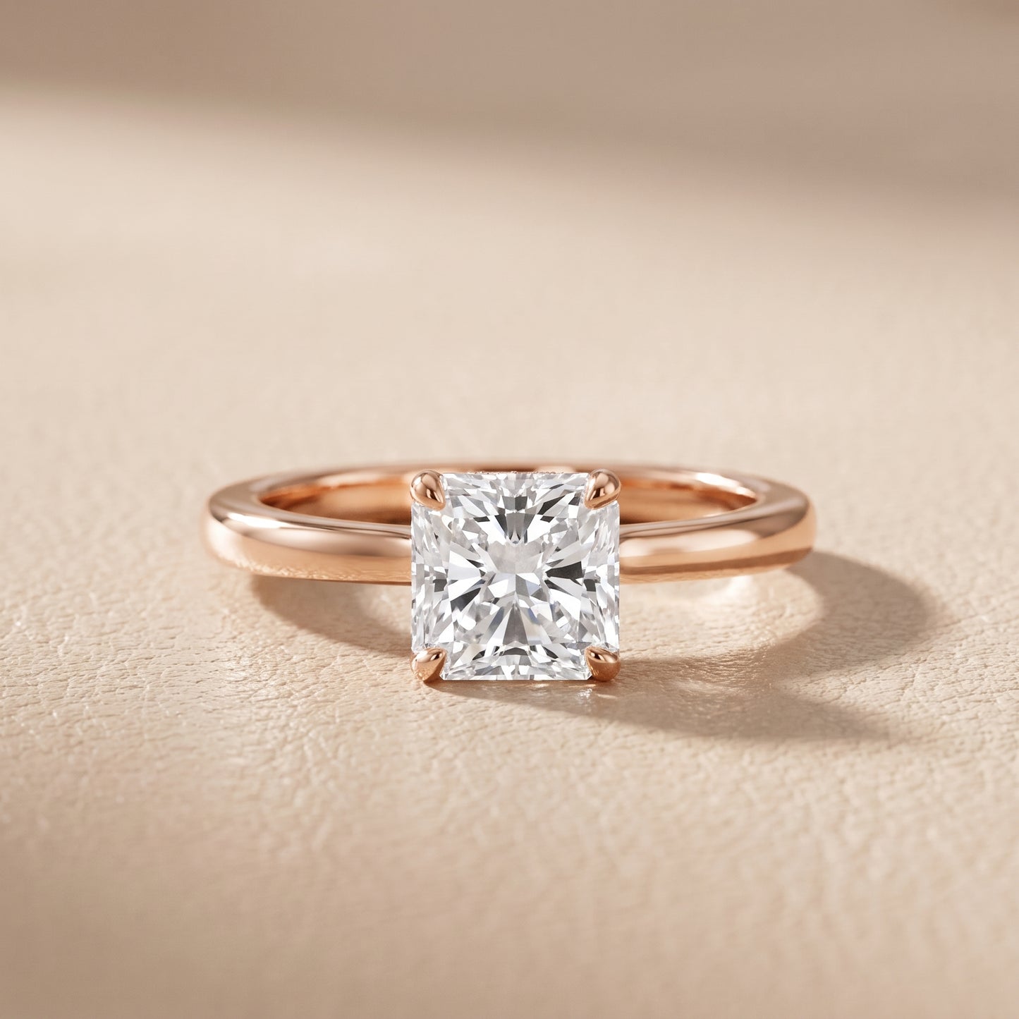 Mena Hidden Halo Radiant Diamond Engagement Ring in Rose Gold - front.jpg