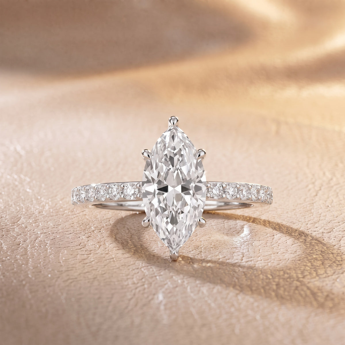 Annabel Pavé Solitaire Marquise Diamond Engagement Ring in Silver - front.jpg