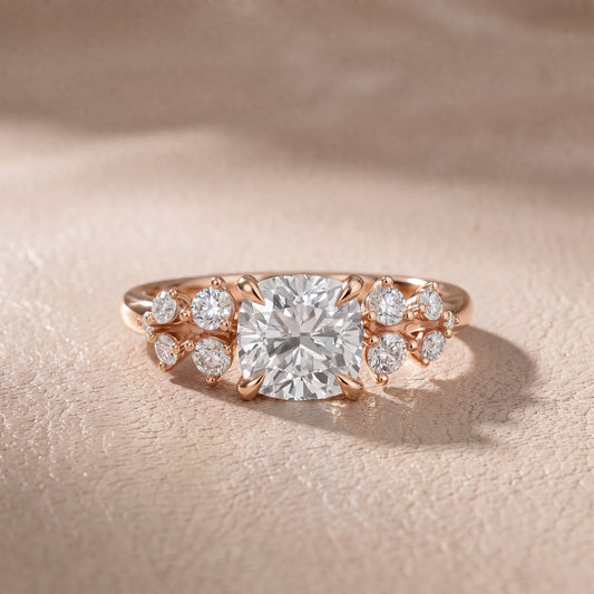 Mirabelle Cluster Cushion Diamond Engagement Ring in Rose Gold - front.jpg