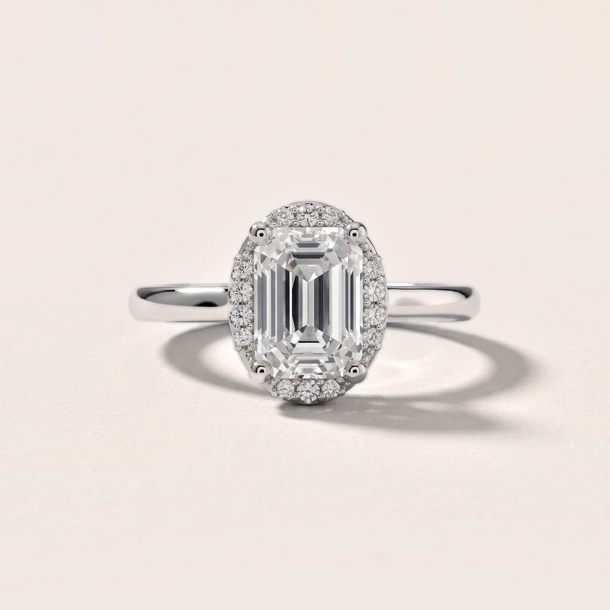 Elgin Halo Micropavé Emerald Diamond Engagement Ring in Platinum - front.jpg