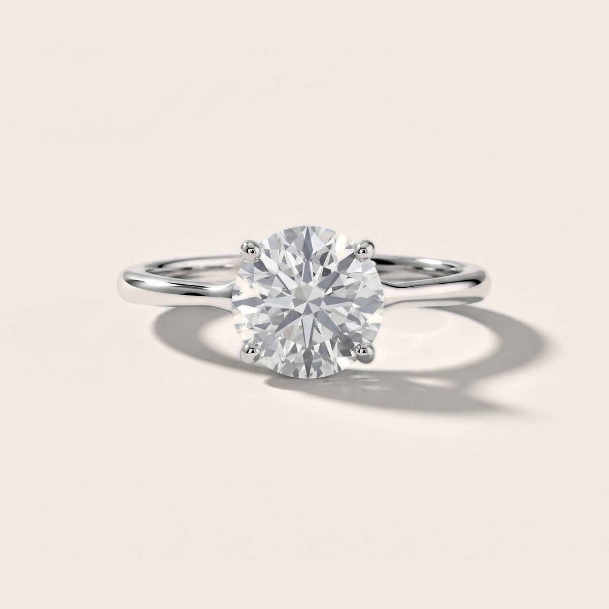 Blanche Solitaire Split Shank Round Diamond Engagement Ring in Silver - front.jpg