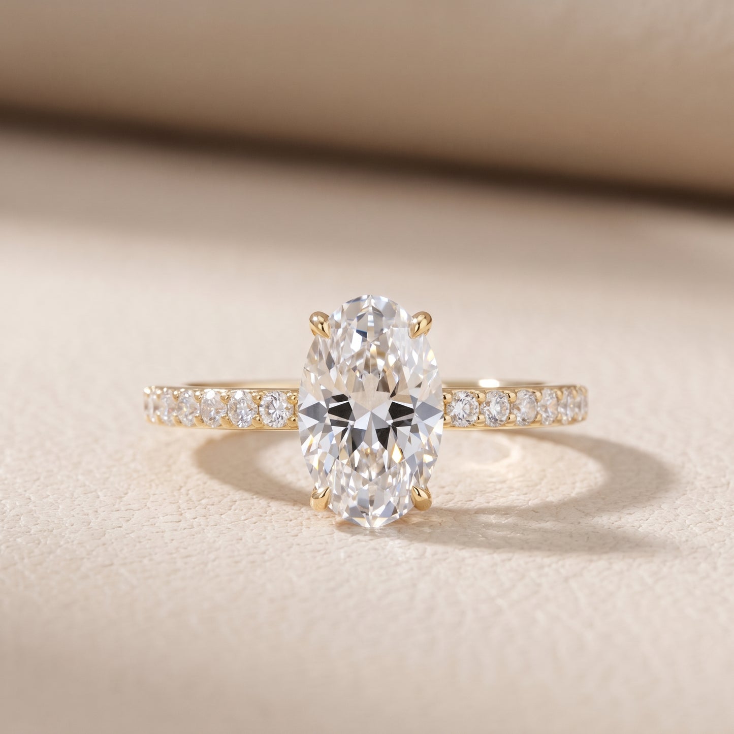 Aisha Pavé Solitaire Oval Diamond Engagement Ring in Yellow Gold - front.jpg