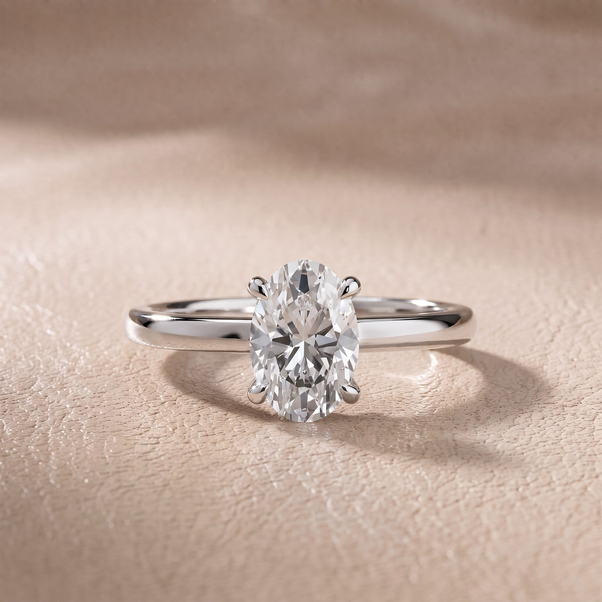 Charlotte Charm Solitaire Oval Diamond Engagement Ring in White Gold - front.jpg