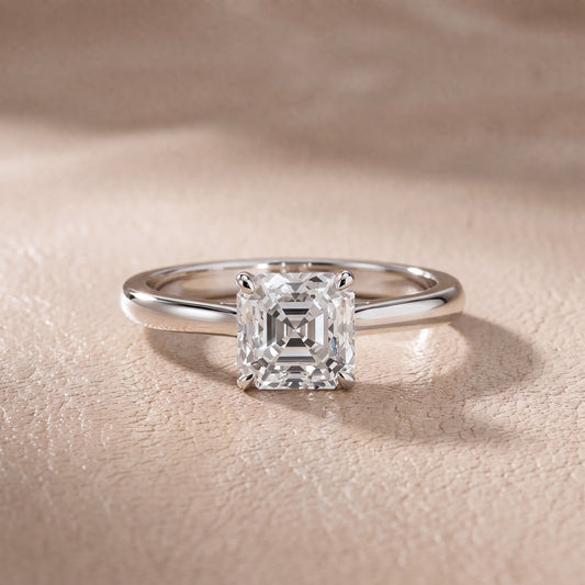 Kalia Knife Edge Solitaire Asscher Diamond Engagement Ring in Platinum - front.jpg