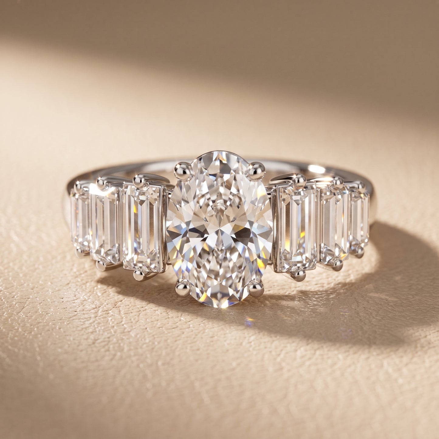 Mara Sidestone Baguette Accent Oval Diamond Engagement Ring in Platinum - front.jpg