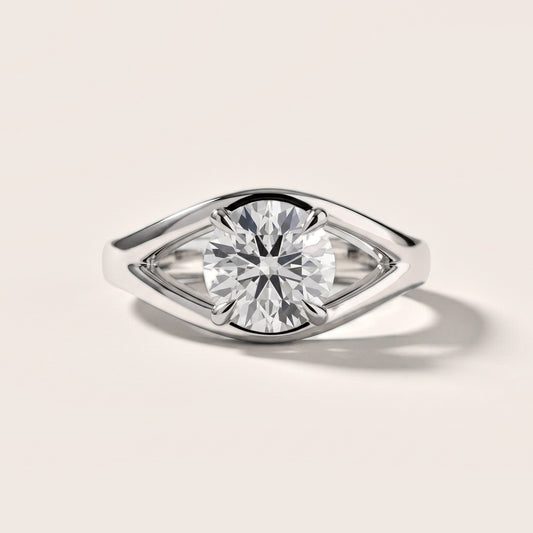 Madeleine Split Shank Round Diamond Engagement Ring in White Gold