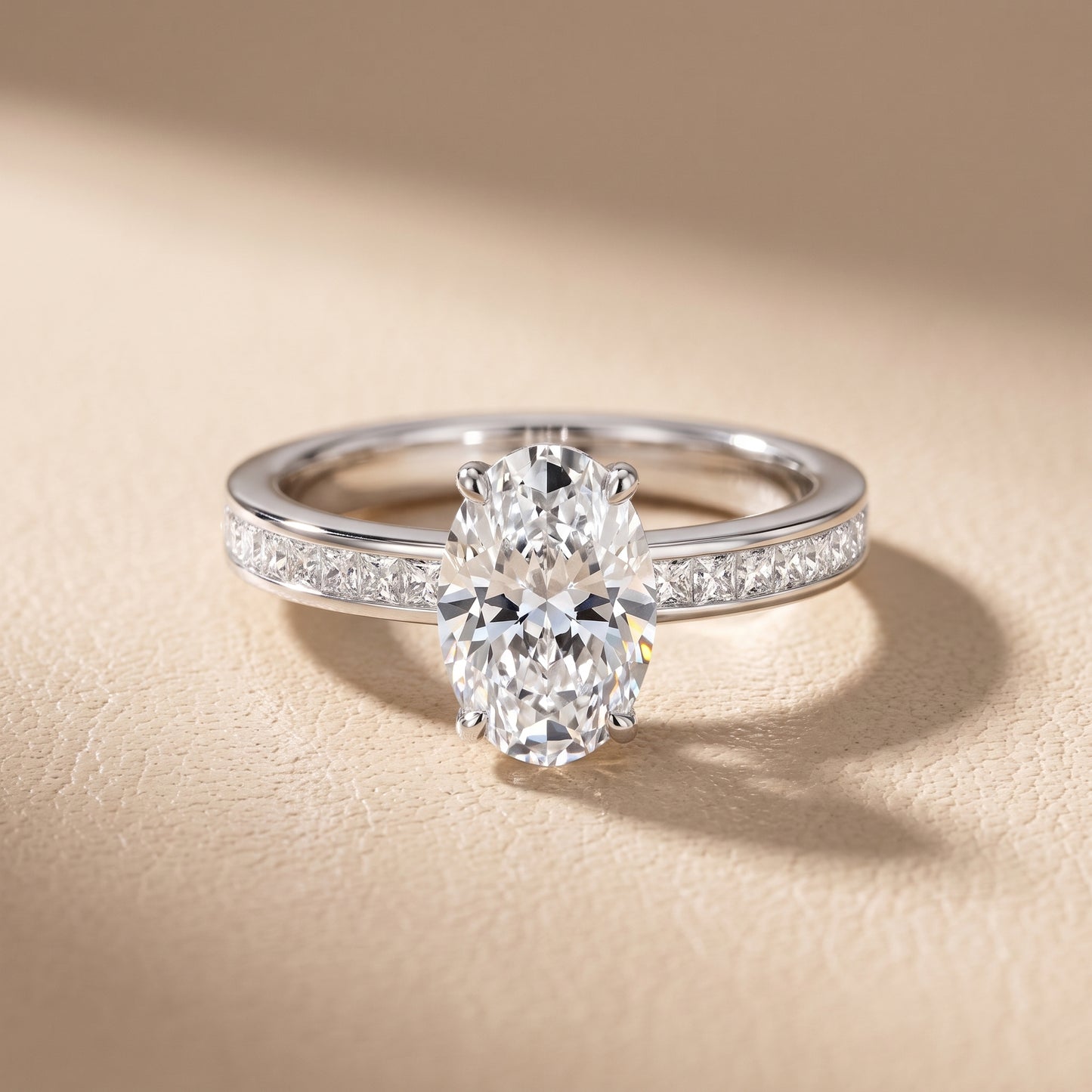 Brielle Channel Set Solitaire Oval Diamond Ring in Platinum - front.jpg