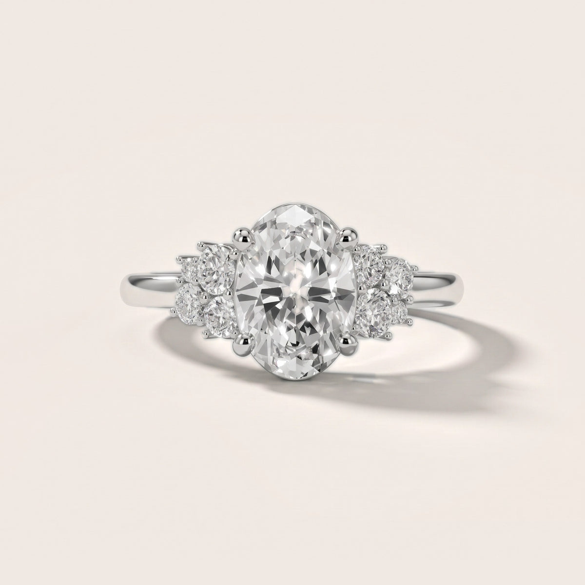 Hannah Cluster Oval Diamond Engagement Ring in Silver - front.jpg