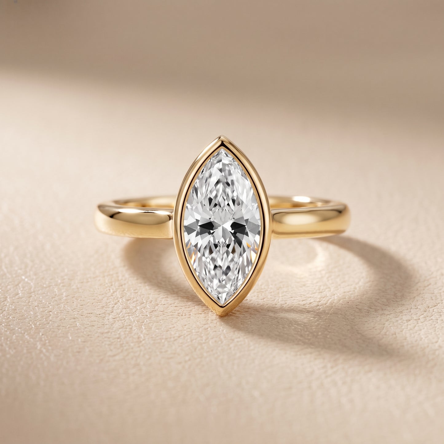Jolie Bezel Solitaire Marquise Diamond Engagement Ring in Yellow Gold - front.jpg