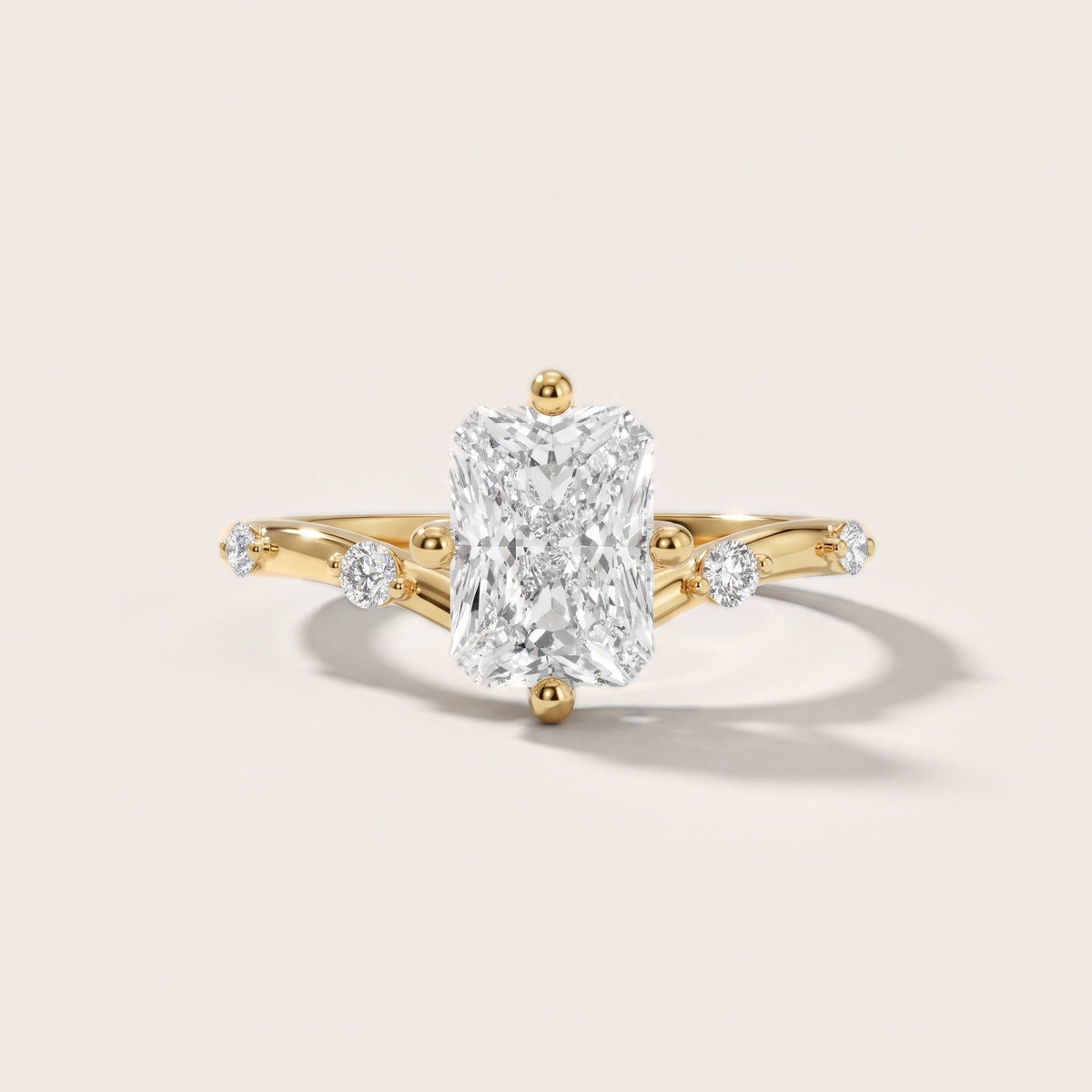Klara Chevron Radiant Diamond Engagement Ring in Yellow Gold - front.jpg