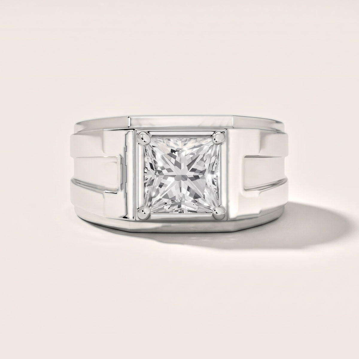 Greer Step Edge Solitaire Princess Diamond Engagement Ring in Platinum - front.jpg