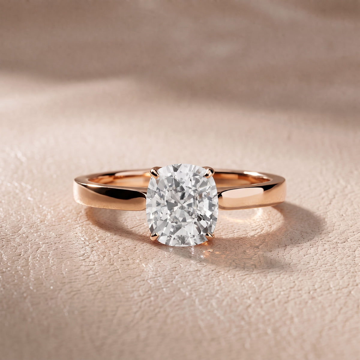 Isabella Bloom Solitaire Cushion Diamond Engagement Ring in Rose Gold - front.jpg