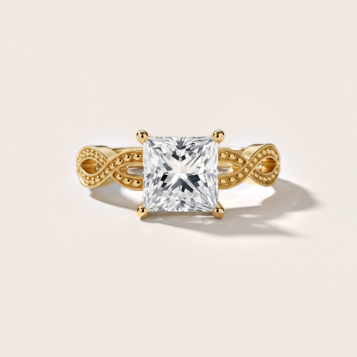 Jeanie Twist Solitaire Princess Diamond Engagement Ring in Yellow Gold - front.jpg