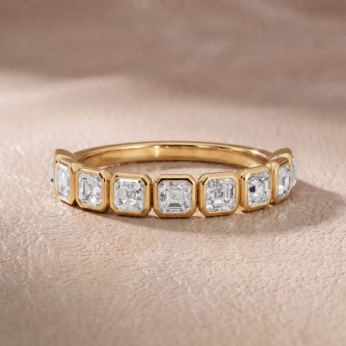 Scarlett Bezel Asscher Diamond Half Eternity Band in Yellow Gold - front.jpg