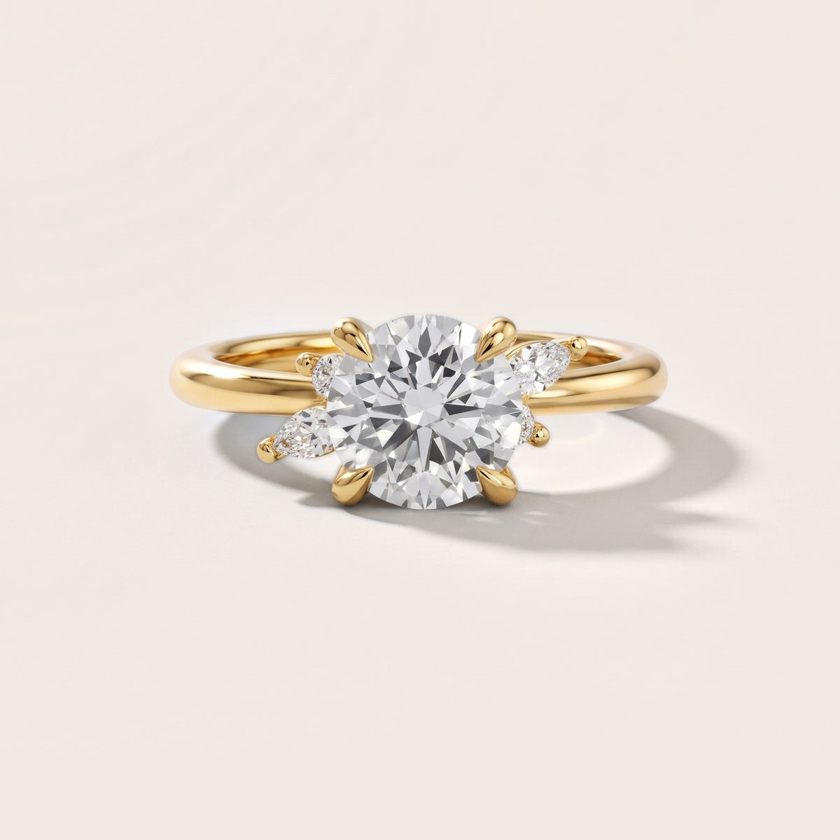 Billie Leaf Cluster Round Diamond Engagement Ring in Yellow Gold - front.jpg
