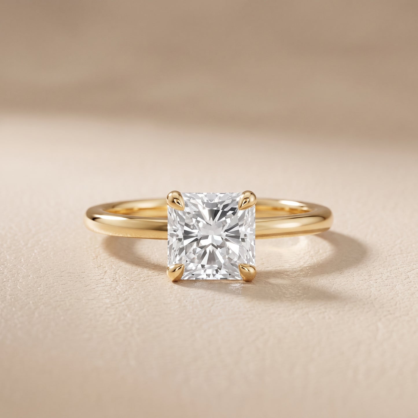 Nella Petite Solitaire Radiant Diamond Engagement Ring in Yellow Gold - front.jpg