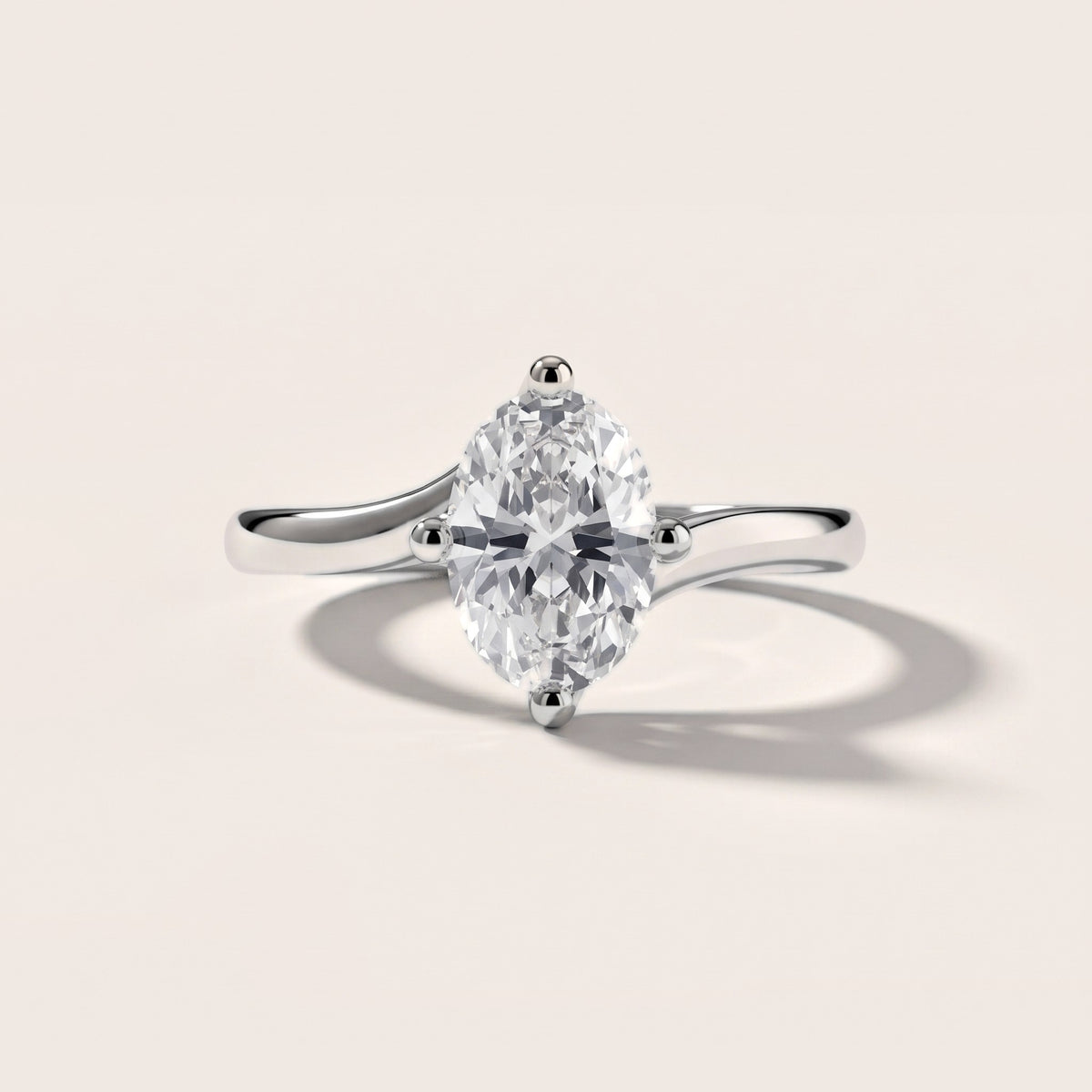 Clio Bypass Solitaire Oval Diamond Engagement Ring in Silver - front.jpg