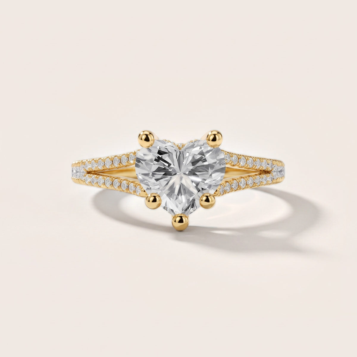 Giovanna Hidden Halo Split Shank Heart Diamond Engagement Ring in Yellow Gold - front.jpg