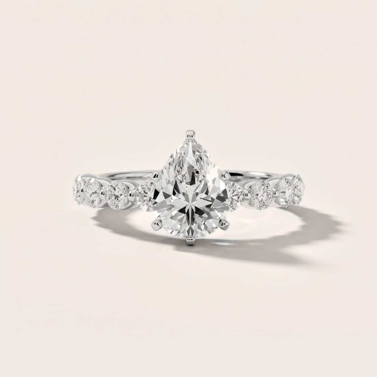 Maura Beaded Statement Pear Diamond Engagement Ring in Silver - front.jpg