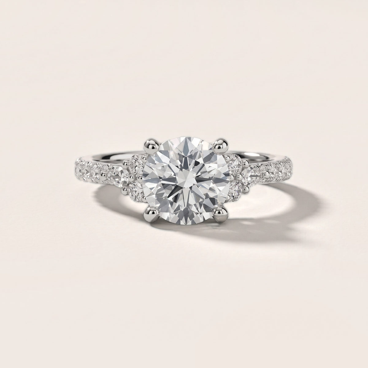 Alta Pavé Cluster Round Diamond Engagement Ring in White Gold - front.jpg