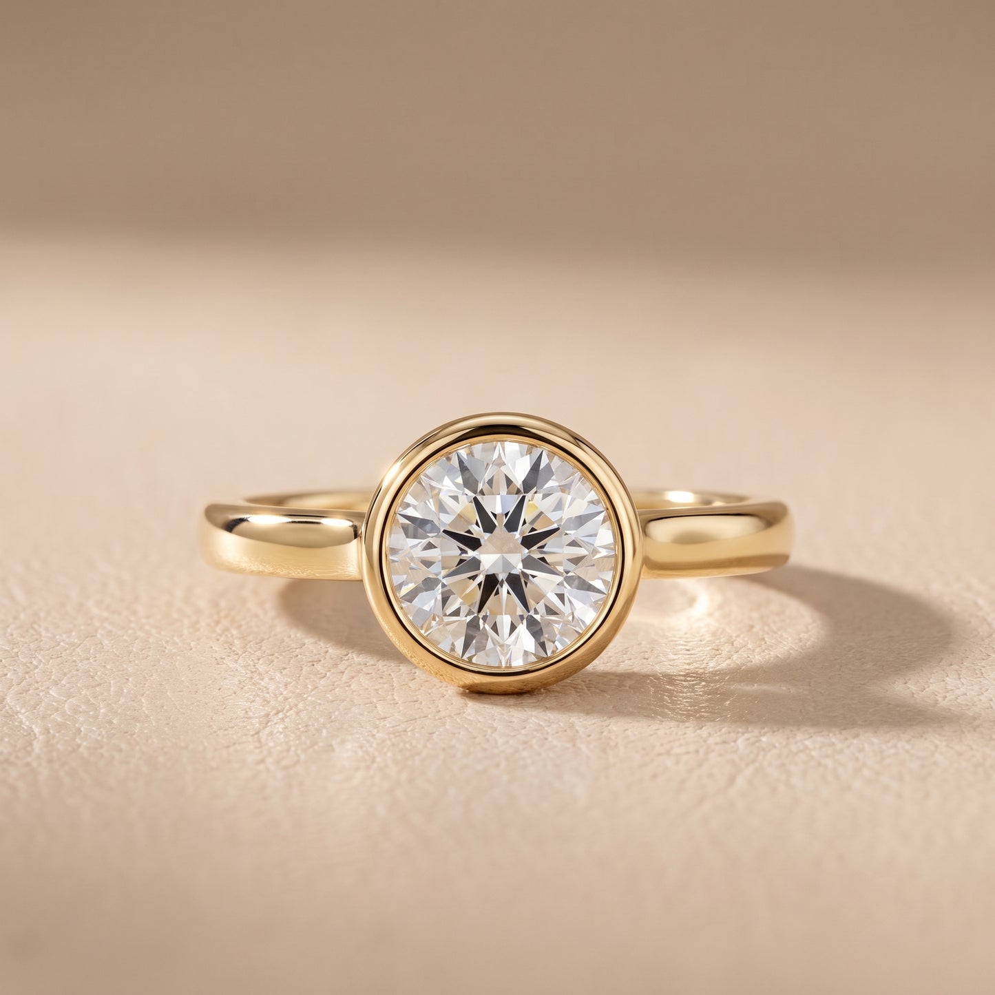 Jolie Bezel Solitaire Round Diamond Engagement Ring in Yellow Gold - front.jpg