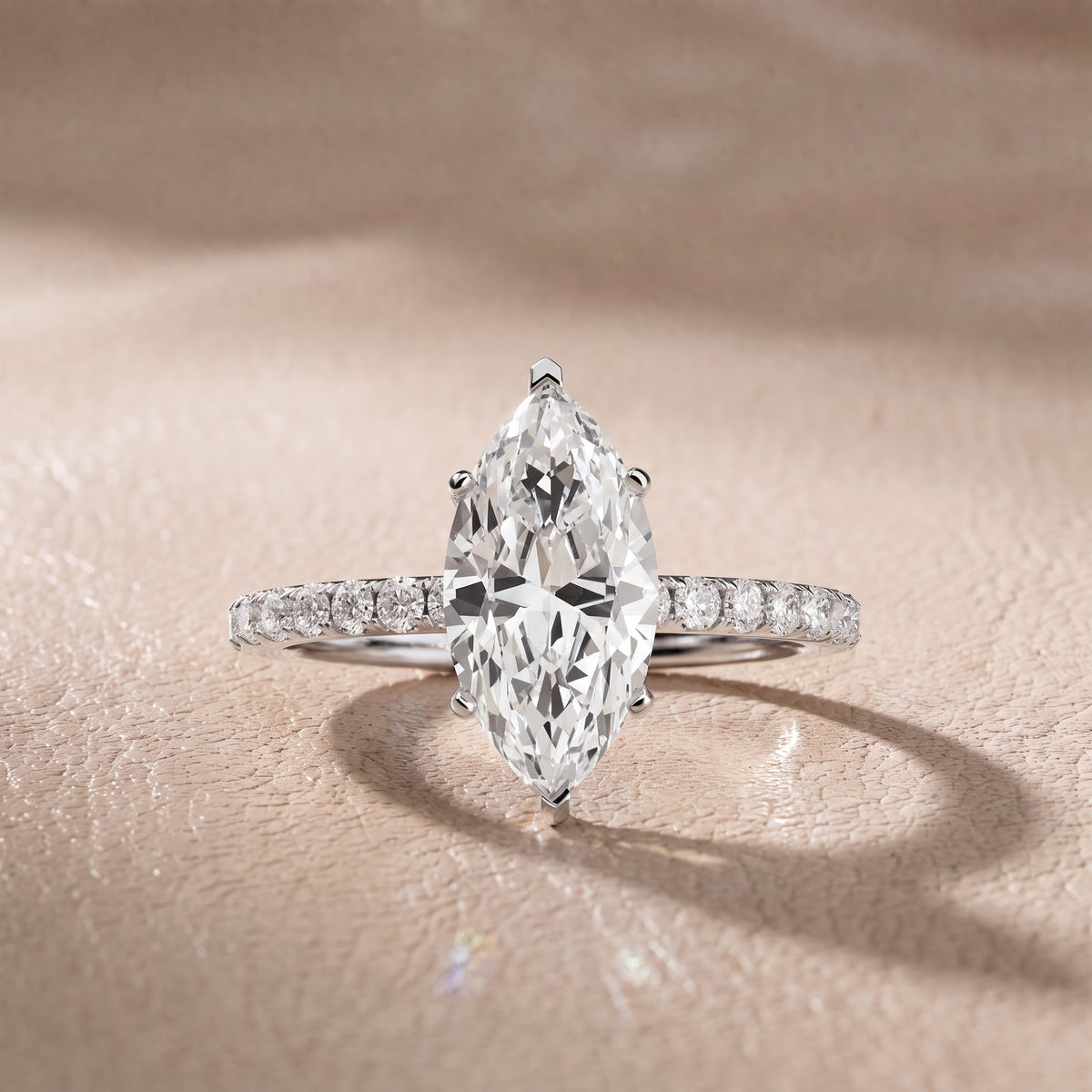 Juna French Pavé Solitaire Marquise Diamond Engagement Ring in White Gold - front.jpg