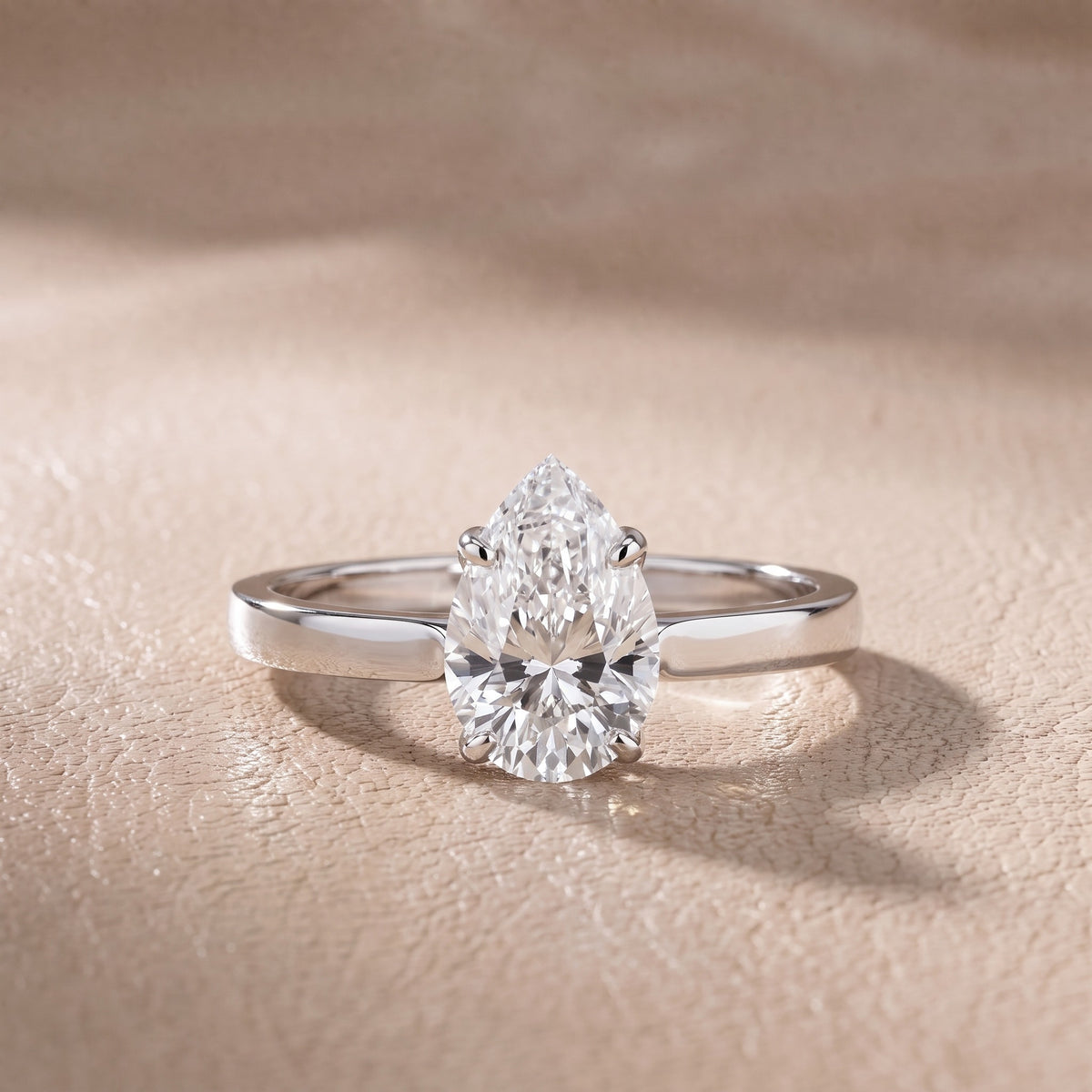 Isabella Bloom Solitaire Pear Diamond Engagement Ring in White Gold - front.jpg
