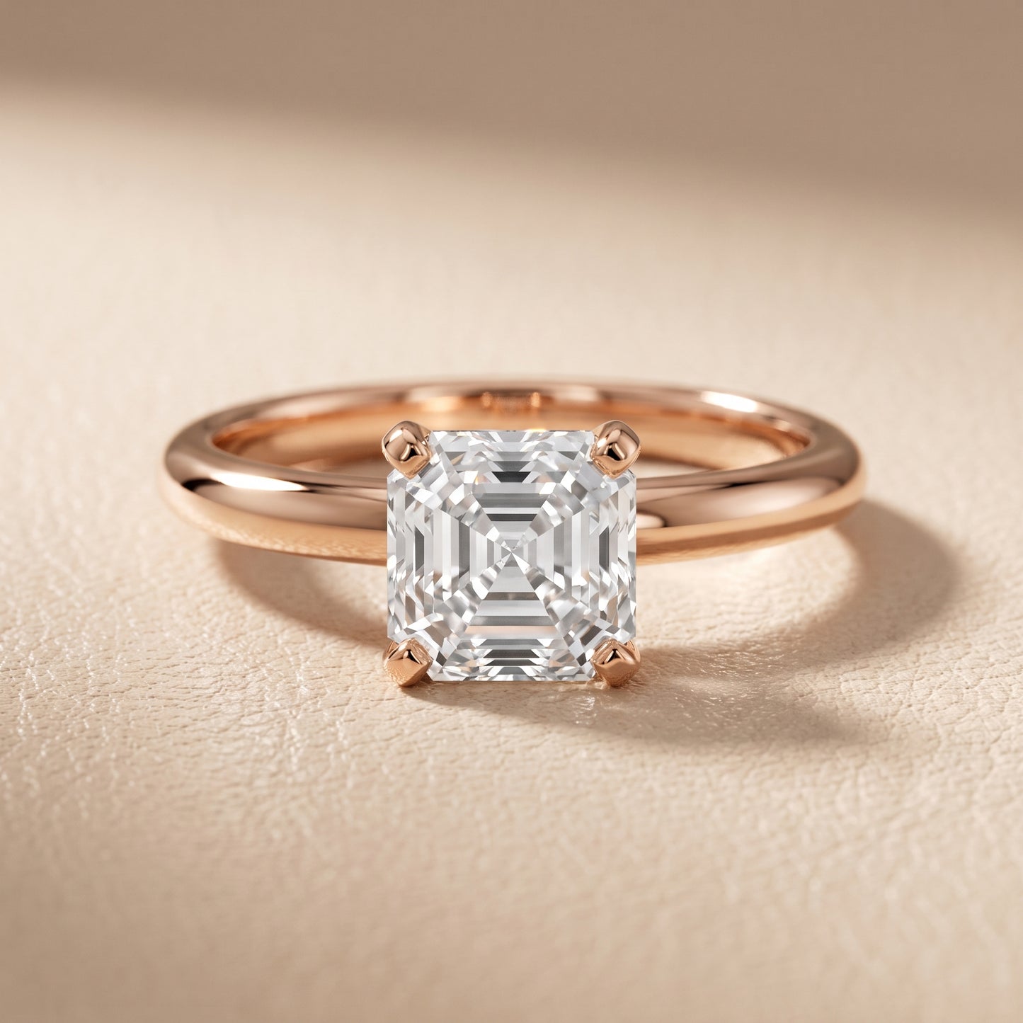Wren Solitaire Asscher Diamond Ring in Rose Gold - front.jpg