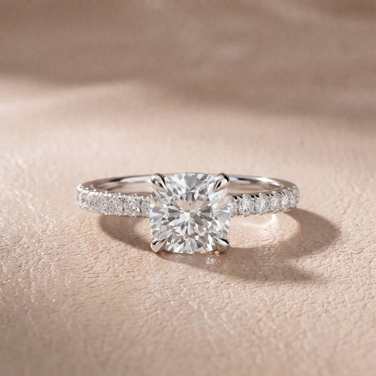 Maya Hidden Halo Pavé Cushion Diamond Engagement Ring in White Gold - front.jpg