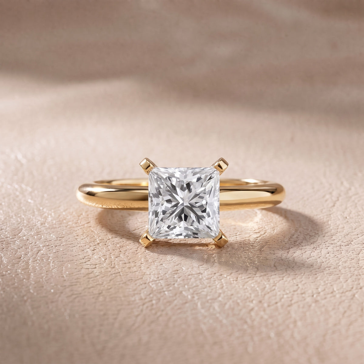 Arabella Six-Prong Solitaire Princess Diamond Engagement Ring in Yellow Gold - front.jpg