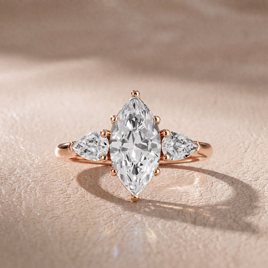Sophia Three-Stone Marquise Diamond Engagement Ring in Rose Gold - front.jpg