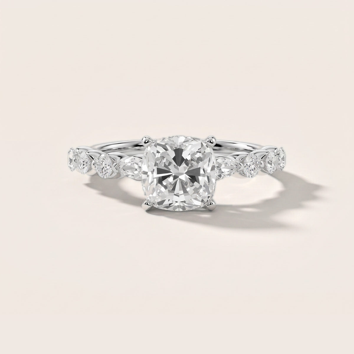 Lidia Leaf Garland Cushion Diamond Engagement Ring in Silver - front.jpg
