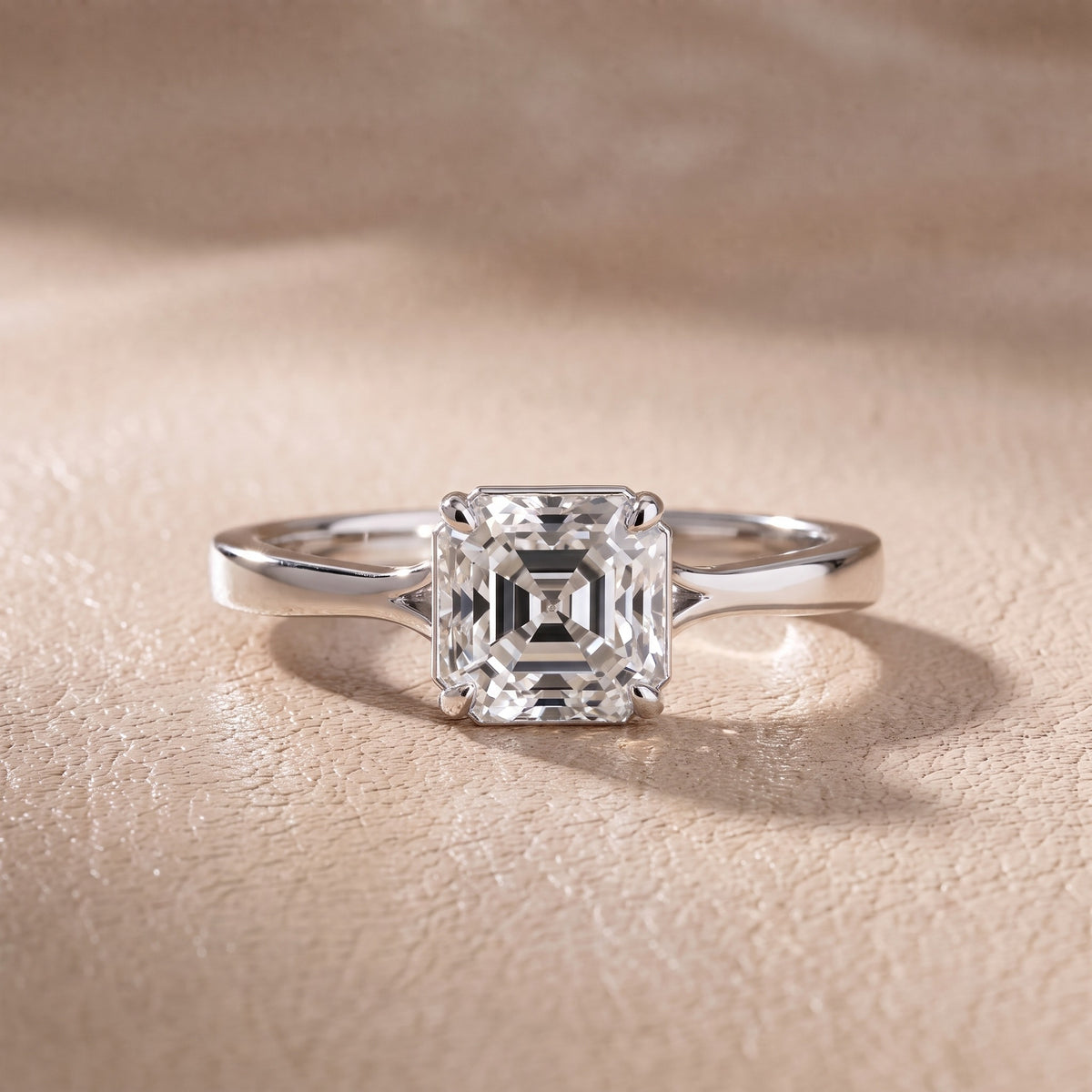 Evangeline Trellis Solitaire Asscher Diamond Engagement Ring in Silver - front.jpg