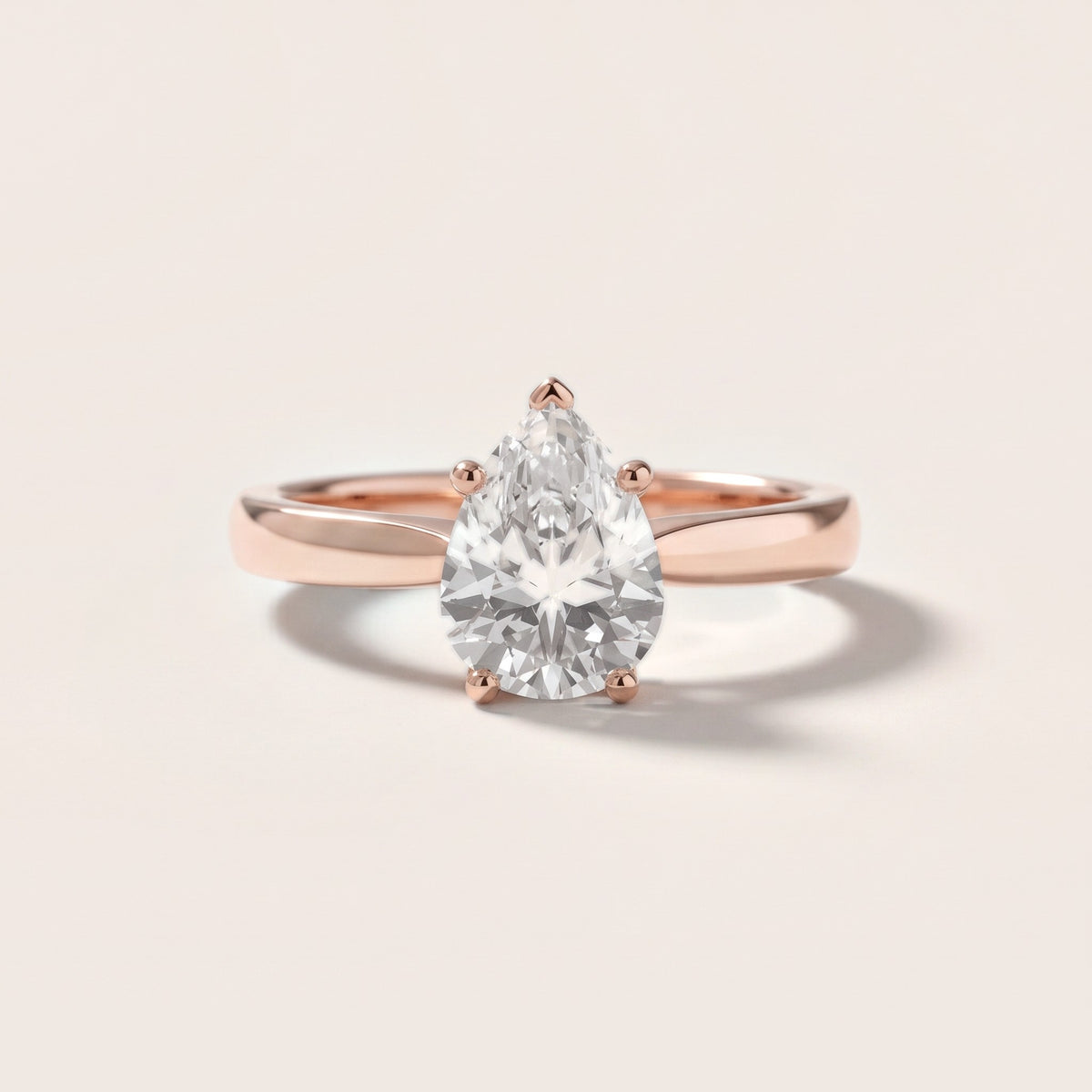 Sofia Cathedral Pear Diamond Engagement Ring in Rose Gold - front.jpg